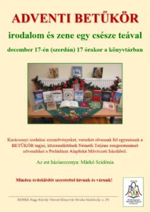 Adventi betűkör – Iradalom és zene egy csésze teával